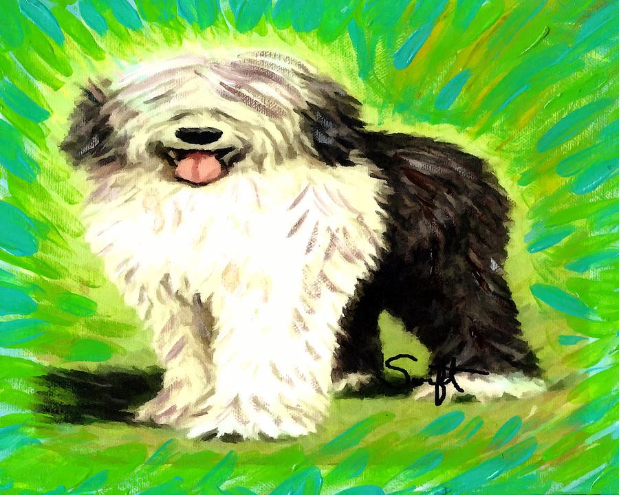 900x720 Old English Sheepdog Painting By Char Swift - Old English Sheepdog Painting