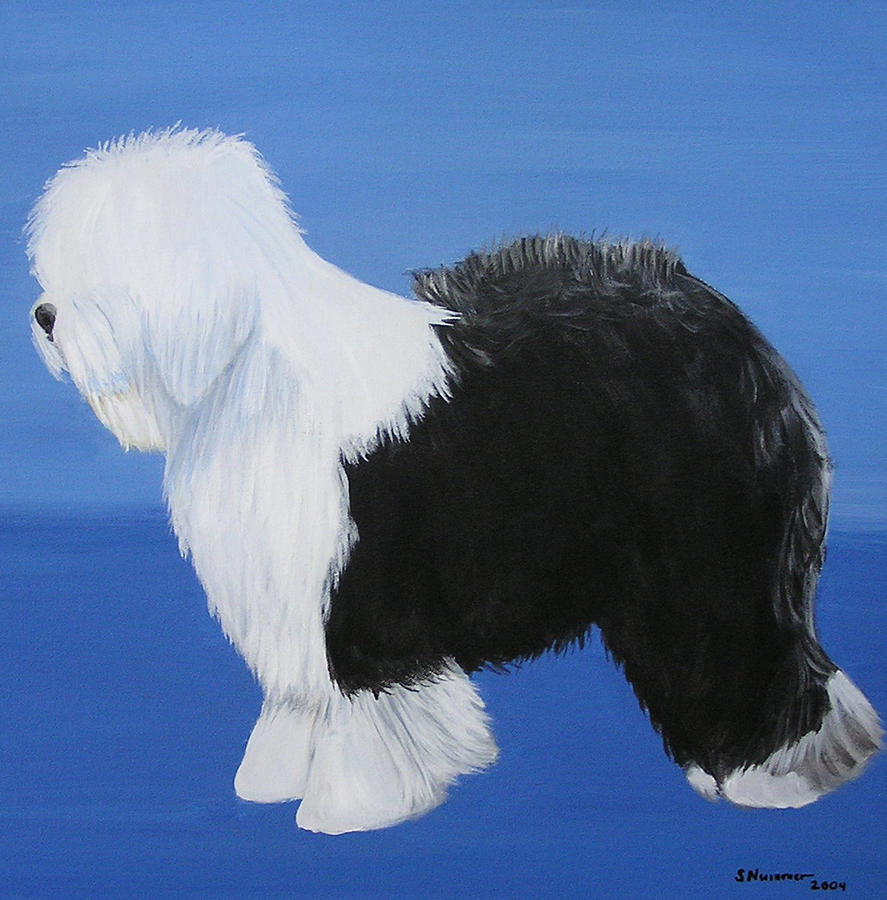 887x900 Old English Sheepdog Painting By Sharon Nummer - Old English Sheepdog Painting