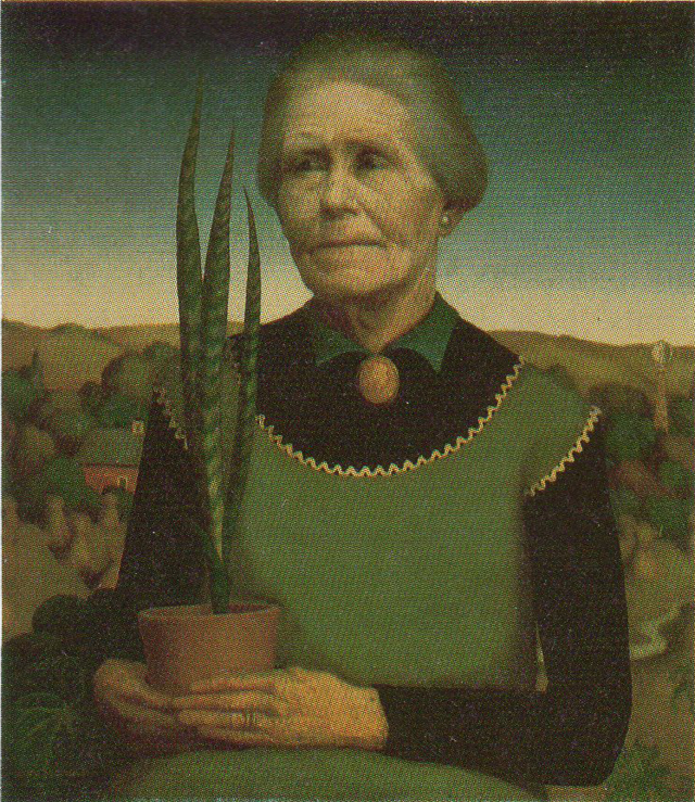 640x739 Portrait Of Americana Grant Wood Judd Tully - Old Farmer And Wife Painting