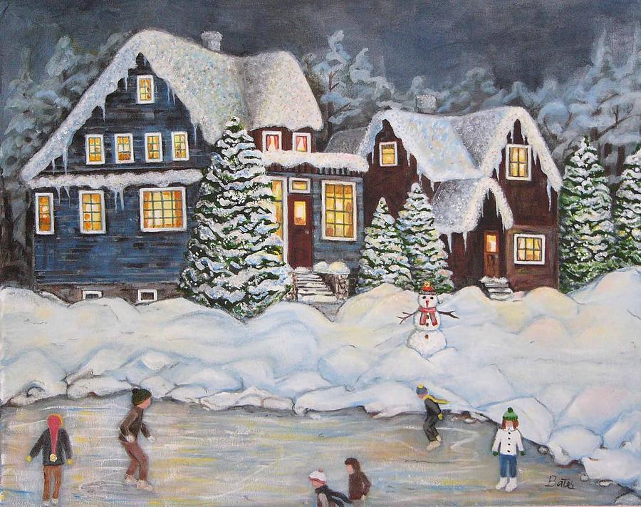 900x711 Old Fashioned Winter Painting By Lisa Bates - Old Fashioned Painting