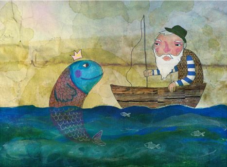 467x345 My Watercolor Painting - Old Fisherman Painting
