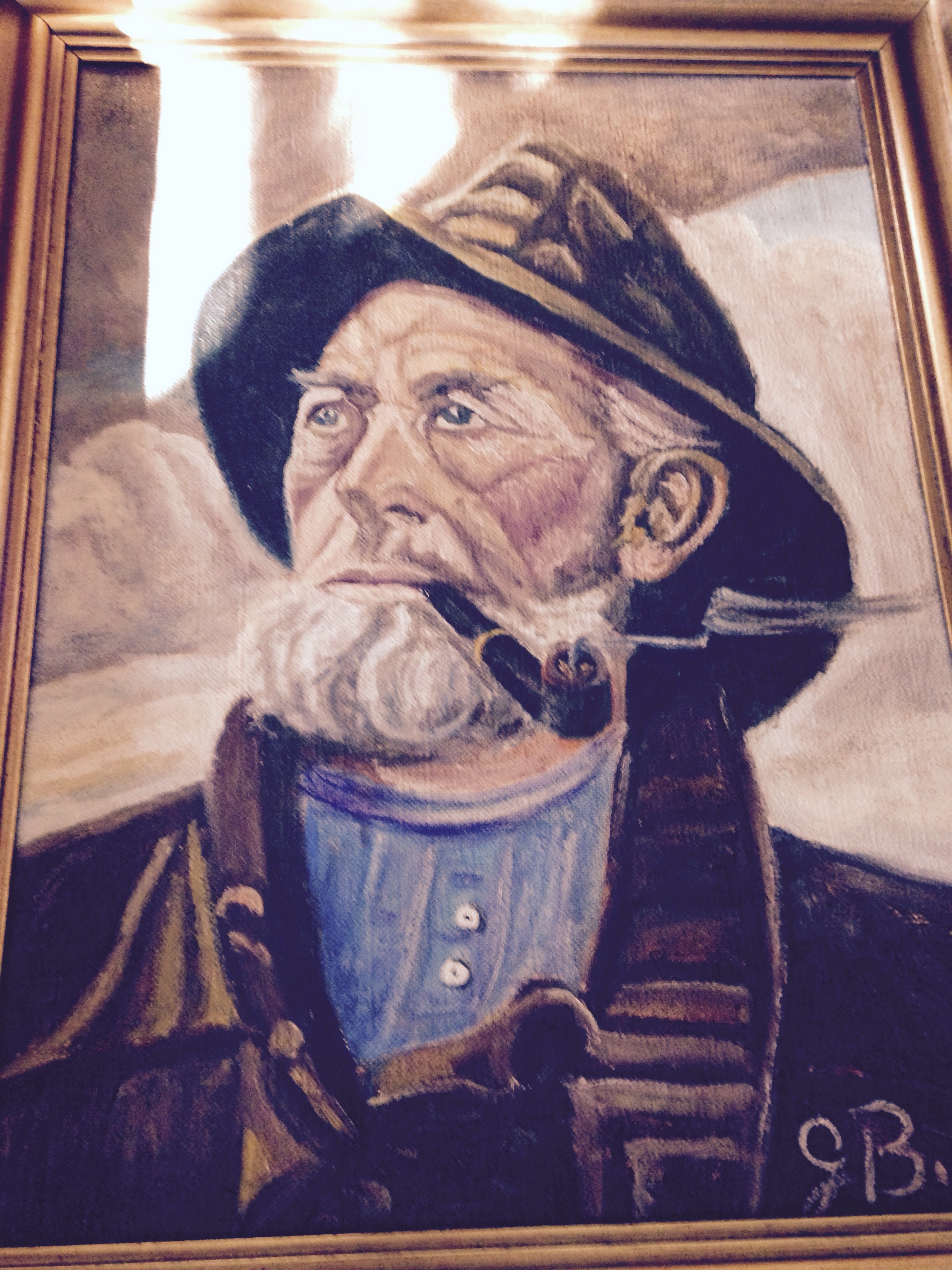 2448x3264 Old Fisherman With Pipe Antique Appraisal Instappraisal - Old Fisherman Painting