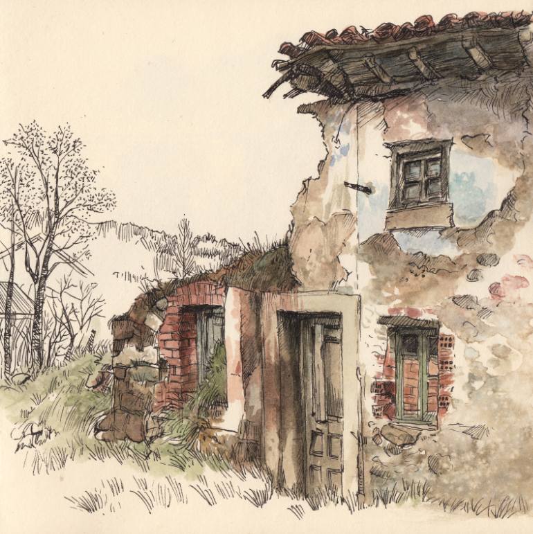 770x771 Saatchi Art Old House In Ruins Painting By Adolfo Arranz - Old House Painting