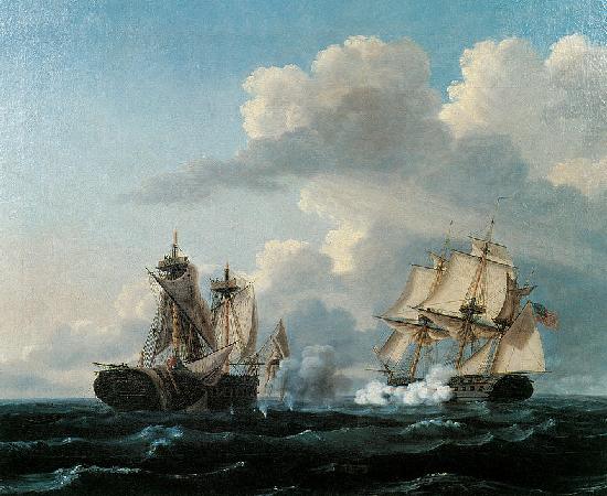 550x450 Thomas Birch (1779 1851), Victorian Art History - Old Ironsides Painting Value