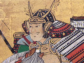 285x214 18th Century Japanese Samurai Battle Screen, Taiheiki (Item - Old Japanese Samurai Painting