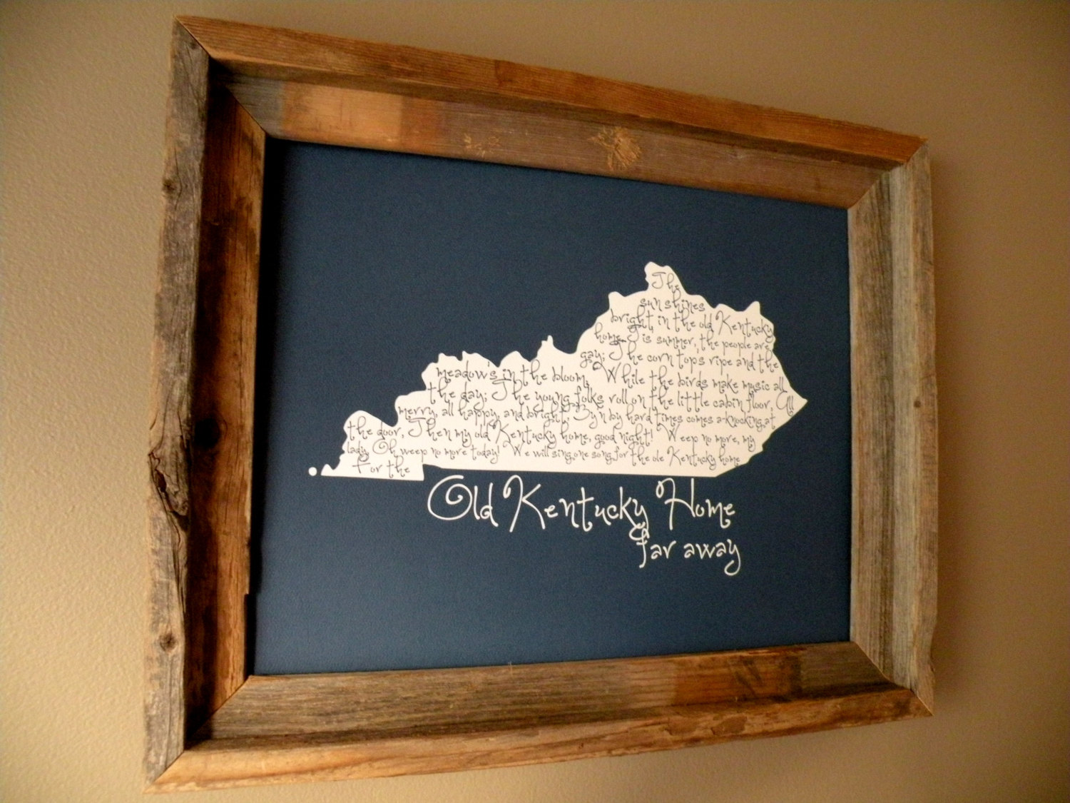1500x1125 My Old Kentucky Home 11x14 Blue Map Print - Old Kentucky Home Painting