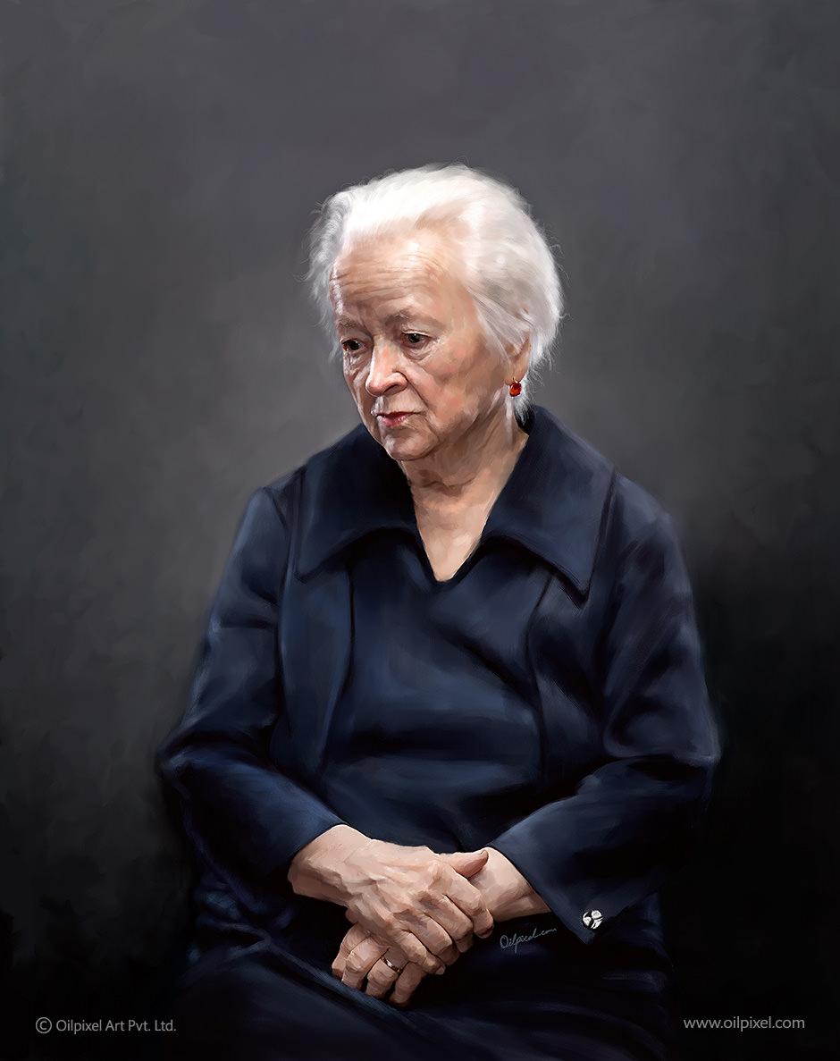 940x1187 Self Portrait Painting Of An Old Lady Oilpixel - Old Lady Painting