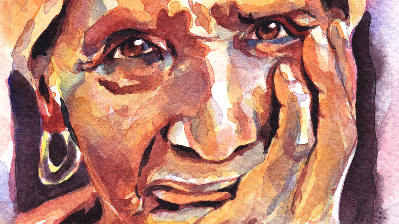 1280x720 Watercolor Portrait Speed Painting. Old Lady Portrait - Old Lady Painting