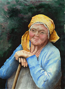 220x300 Elderly People Paintings Fine Art America - Old Lady Painting