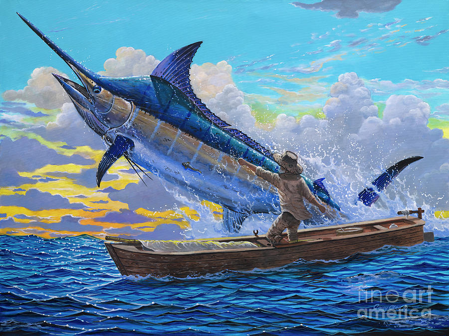 900x675 Old Man And The Sea Off00133 Painting By Carey Chen - Old Man And The Sea Painting