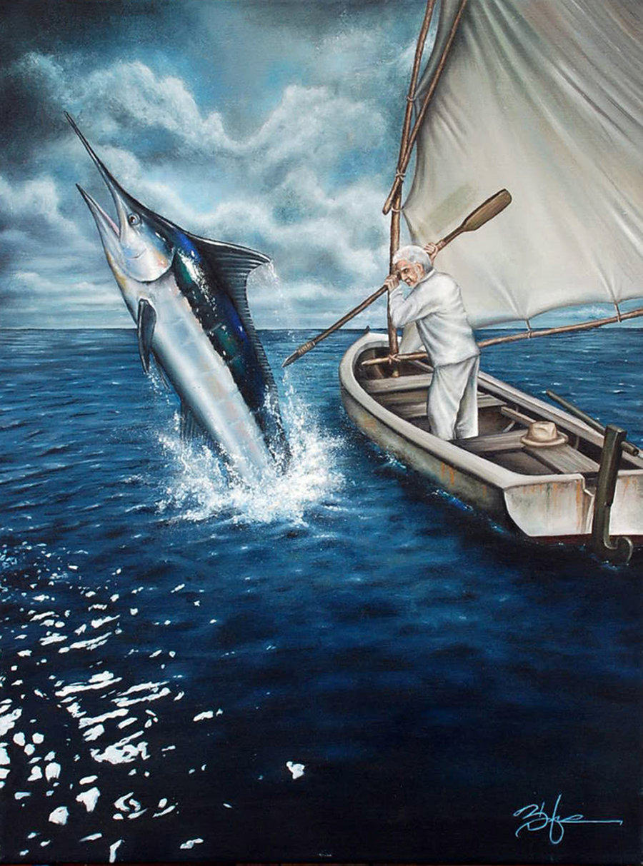 900x1213 Old Man And The Sea By Art Brandonhubschman - Old Man And The Sea Painting