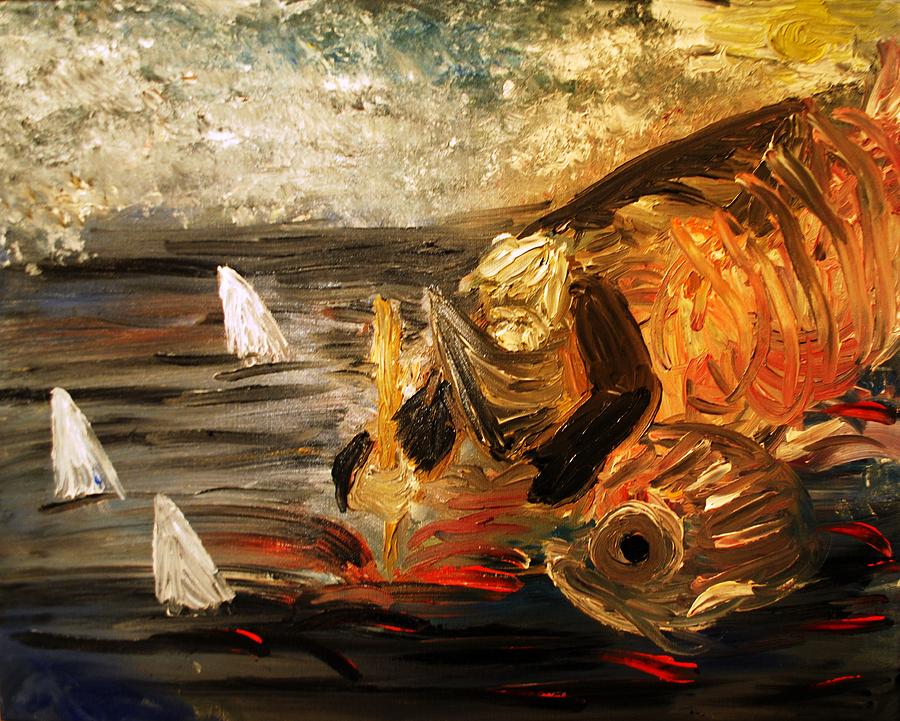 900x721 The Old Man And The Sea Painting By Evelina Popilian - Old Man And The Sea Painting