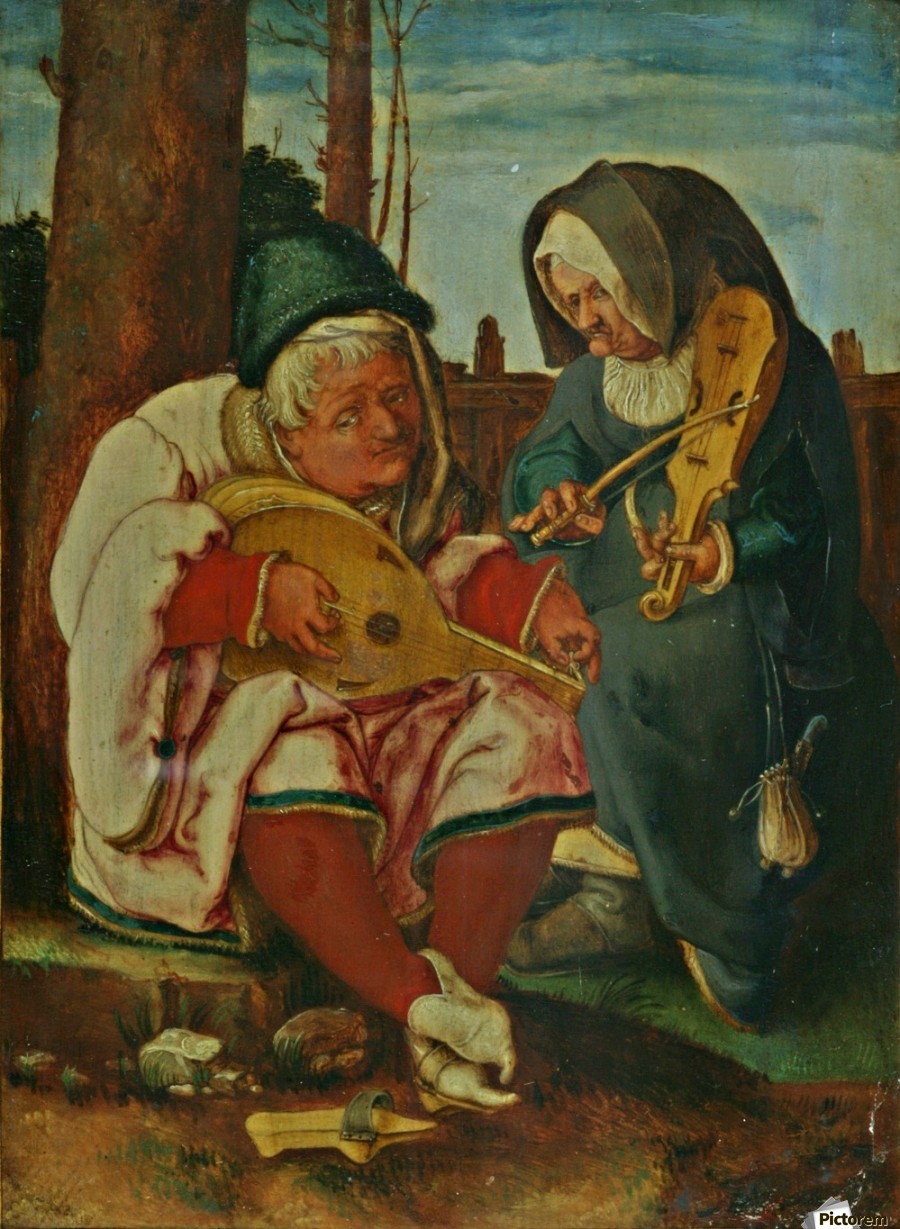 900x1229 Old Man And Woman Musicians - Old Man And Woman Painting