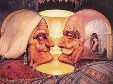450x337 Optical Illusion Old Man And Old Woman Or Musician, Man And Woman - Old Man And Woman Painting
