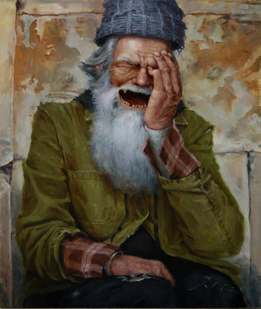 844x1000 The Old Man He Laughed And Laughed Nico Fine Art - Old Man And Woman Painting