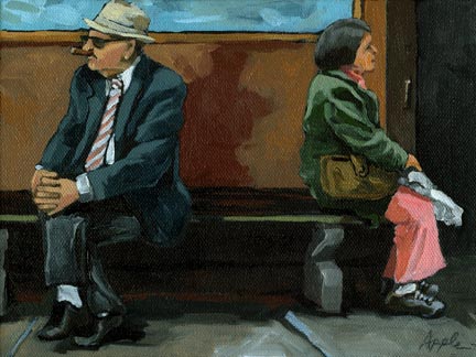 432x324 City Bench, Different Views, Old Man Amp Woman, Realisim, A Painting - Old Man And Woman Painting