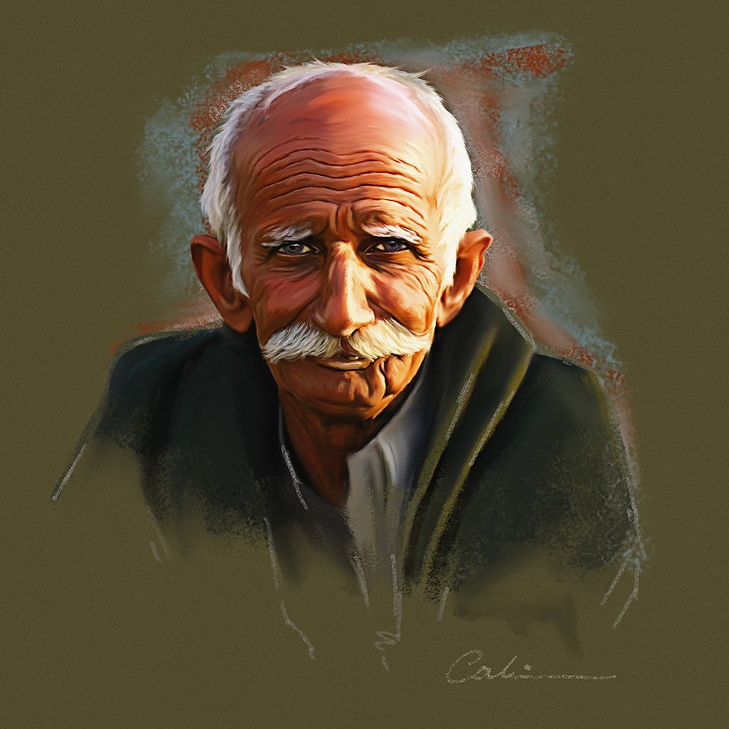 1024x1024 Digital Painting - Old Man And Woman Painting