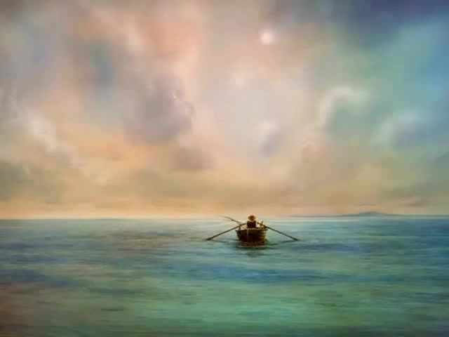 640x480 The Old Man And The Sea - Old Man By The Sea Painting