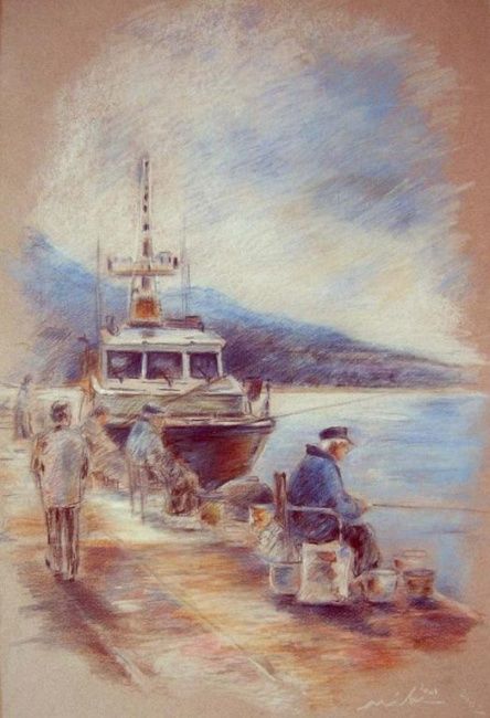 444x650 The Old Man And The Sea 01 (Miki De Goodaboom) - Old Man By The Sea Painting