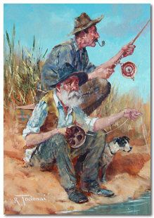 219x310 Robert Todonai - Old Man Fishing Painting