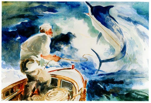 498x339 The Quirks Of English The Old Man And The Sea - Old Man Fishing Painting