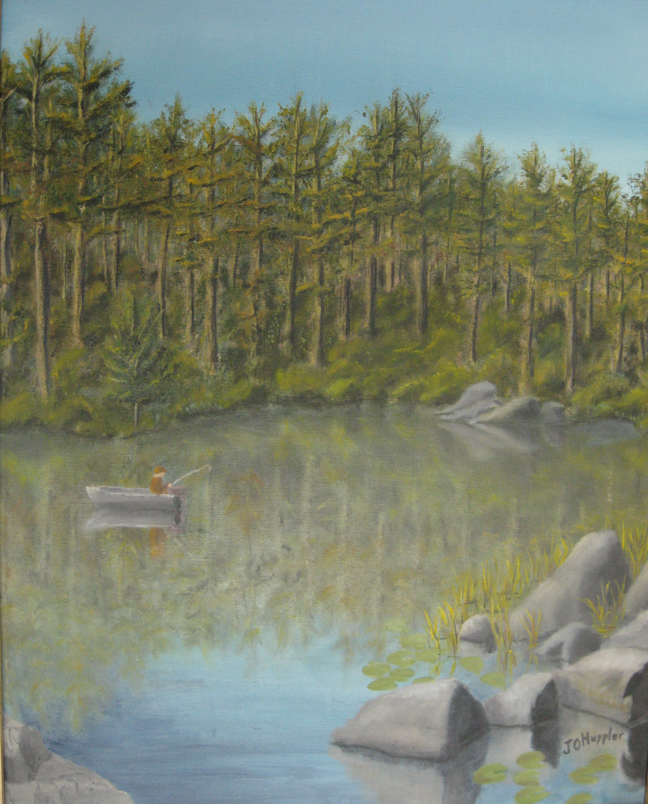 2540x3151 8 Old Man Fishing J O Huppler - Old Man Fishing Painting