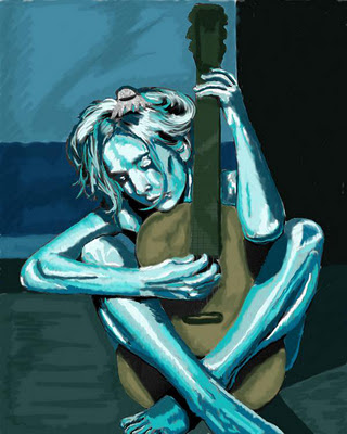 320x400 The Man With The Blue Guitar January 2012 - Old Man Guitar Painting