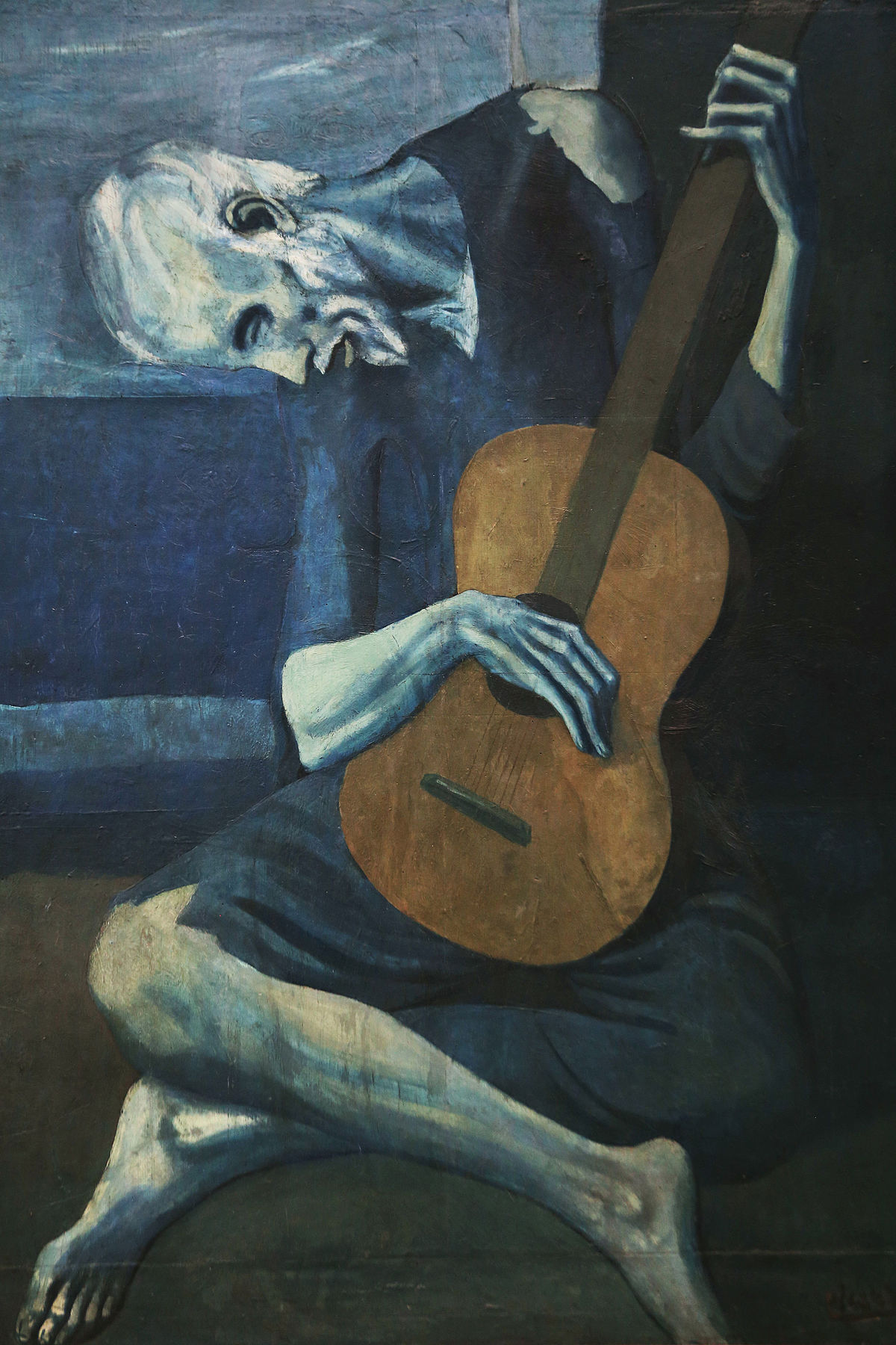 1200x1800 The Old Guitarist - Old Man Guitar Painting