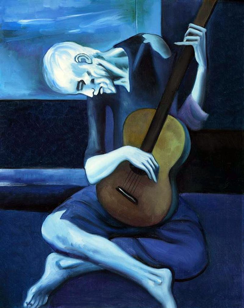800x1008 Description Of The Painting Old Guitarist By Pablo Picasso - Old Man Guitar Painting