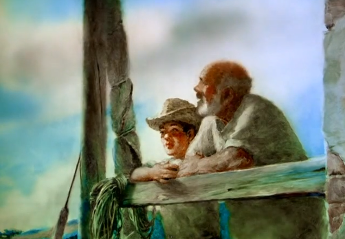 1192x826 A Beautifully Hand Painted Animation Of Ernest Hemingway's The Old - Old Man In The Sea Painting