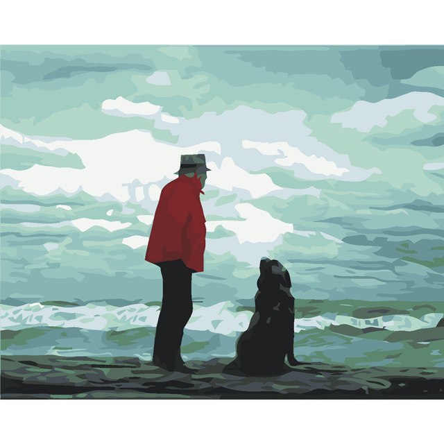 640x640 Oil Painting By Numbers Diy Digital Hand Painting On Canvas Oil - Old Man In The Sea Painting