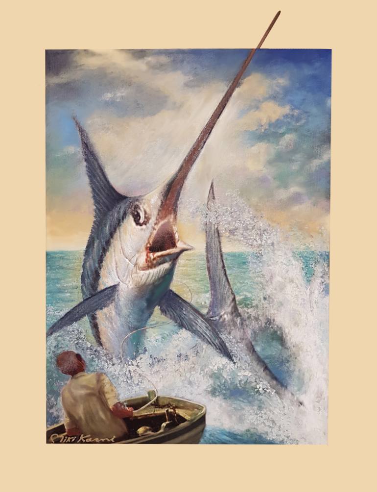770x1005 Saatchi Art The Old Man And The Sea Painting By Miki Karni - Old Man Of The Sea Painting