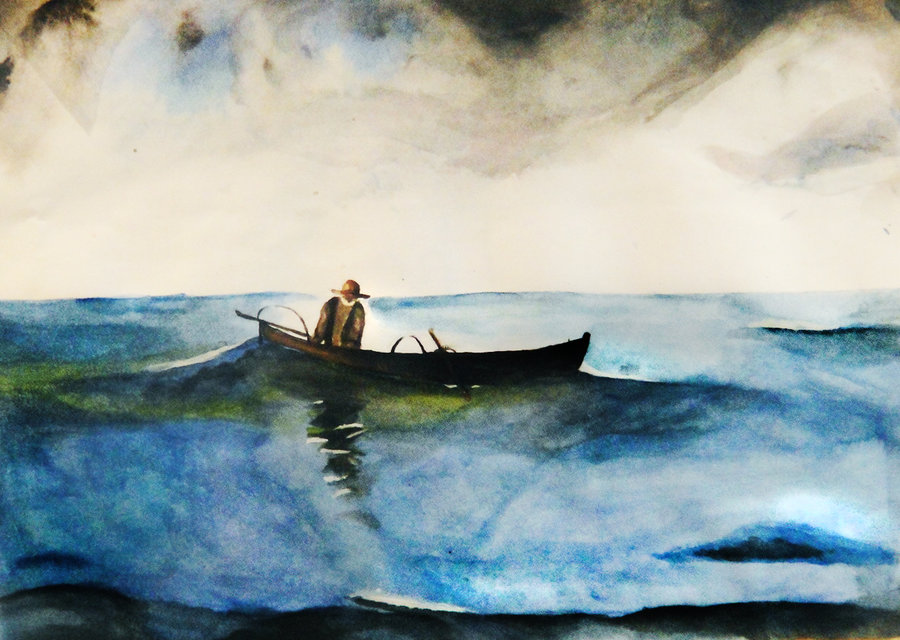 900x640 The Old Man And The Sea By Lamianqueen - Old Man Of The Sea Painting