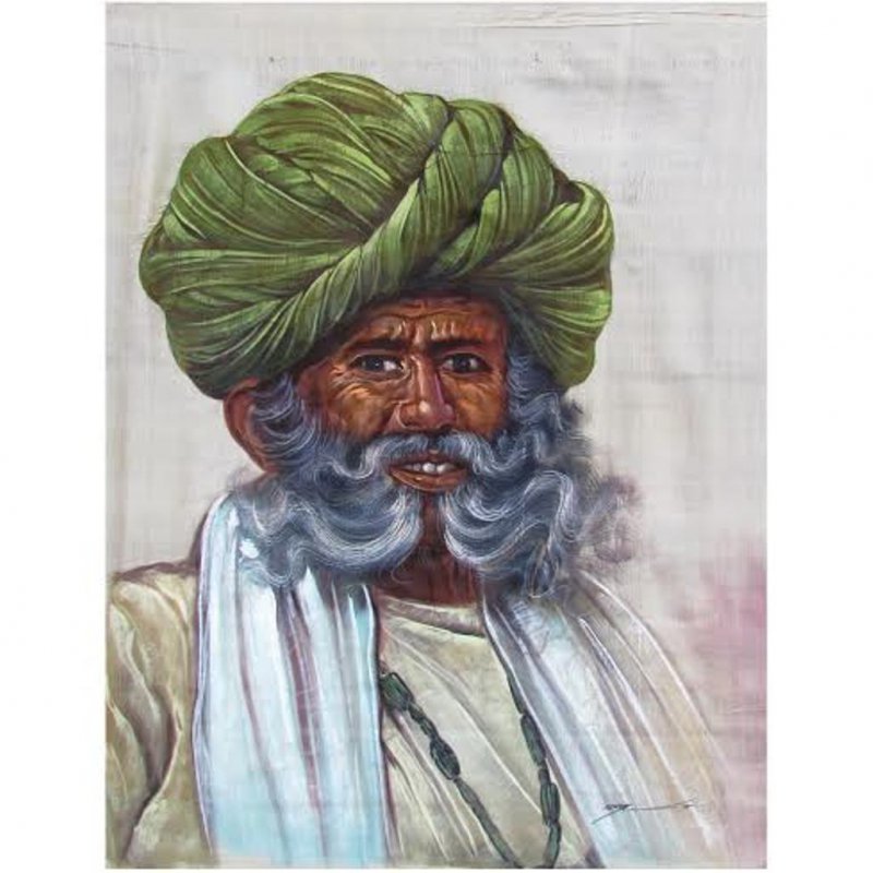 800x800 Old Man By Artist Indian Miniture Figurative Art Watercolor - Old Man Painting