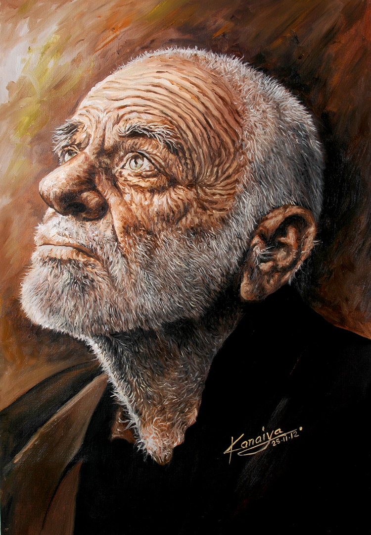 750x1080 Oil Painting Of An Old Man - Old Man Painting