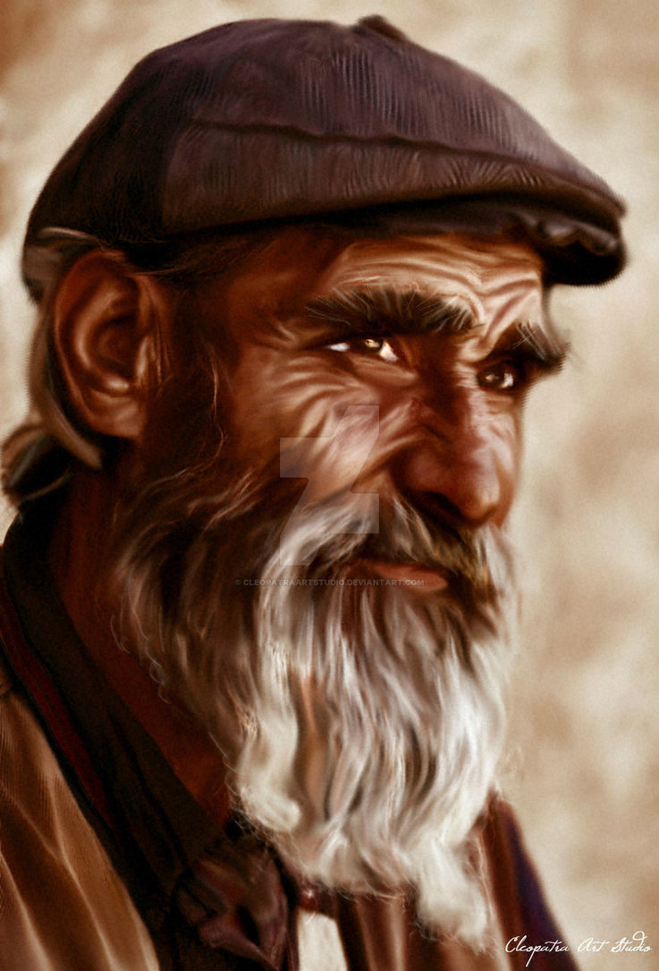 737x1085 Old Man In Hat Painting By Cleopatraartstudio - Old Man Painting