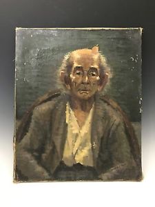 225x300 Vintage Oil On Canvas Portrait Of An Old Man Painting Signed By - Old Man Painting