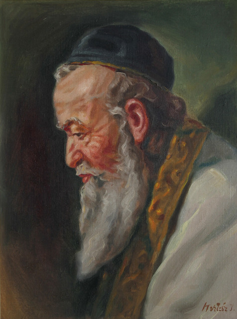 476x640 J. Kertesz, Old Man, Oil Painting - Old Man Painting