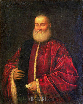 319x400 Portrait Of An Old Man In Red Robes Tintoretto Painting - Old Man Portrait Painting