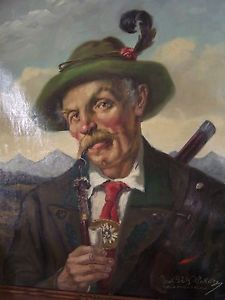 225x300 Paul Gotz Racknitz Original Oil Old Man Smoking Pipe - Old Man Smoking Pipe Painting