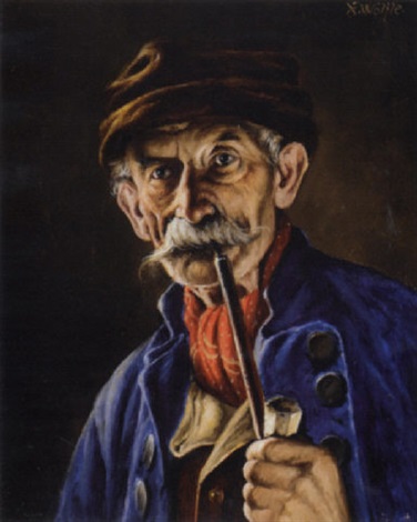 376x470 Portrait Of An Old Man Smoking A Pipe By Franz Xavier On Artnet - Old Man Smoking Pipe Painting
