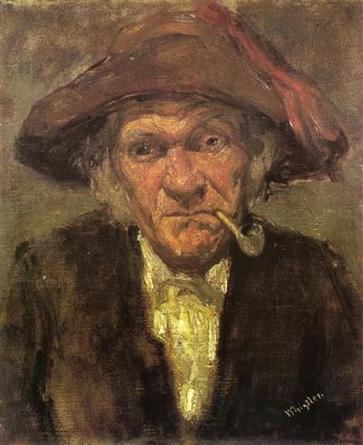 408x500 Man Smoking A Pipe - Old Man Smoking Pipe Painting