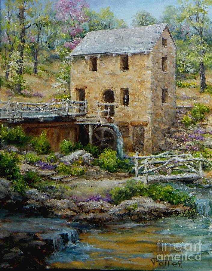 705x900 The Old Mill In Spring Painting By Virginia Potter - Old Mill Painting