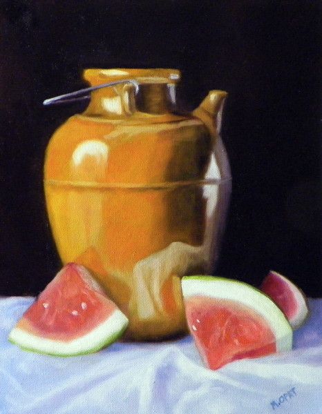466x600 Still Life Artists International Old Dogs, Children, - Old Painting Of Watermelon