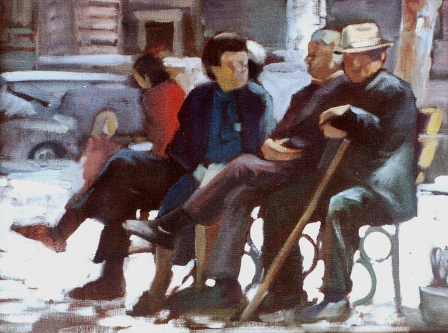 900x668 Old People Painting By George Siaba - Old People Painting