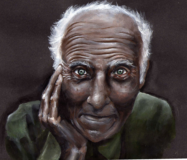 600x514 Old Man Acrylic. By Aofie Fionn - Old People Painting
