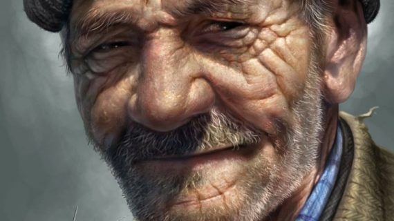 570x320 Paintings Of Old People An Old Man Drawing Digital Paint Judyar - Old People Painting