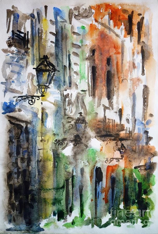 609x900 Old Houses Of San Juan Painting By Zaira Dzhaubaeva - Old San Juan Painting