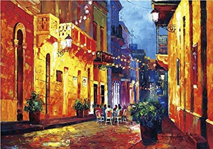 425x298 20x24, Canvas Print Of Oil Painting, Puerto Rico - Old San Juan Painting