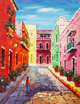 273x355 Buy 20ampquotx24ampquot, Canvas Print Of Oil Painting , Puerto Rico - Old San Juan Painting